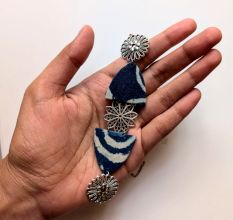 Indigo Print Silver Choker