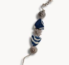 Indigo Print Silver Choker