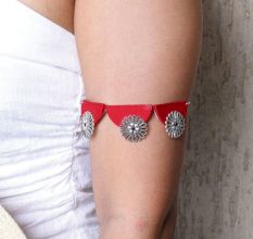 Red And Oxidized Silver Choker For Women