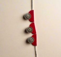 Red And Oxidized Silver Choker For Women