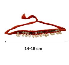 Red Threads And Mirror Shell Choker Necklace Adjustable