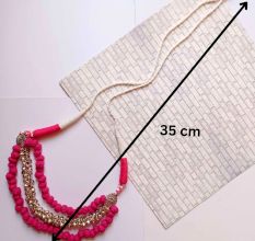 Pink Pom Pom Ghungroo Choker Plus Long Necklace