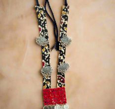 Black And Red Mirror Long Necklace