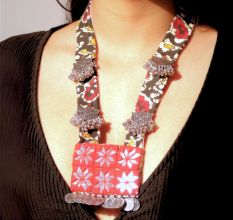 Black And Red Mirror Long Necklace