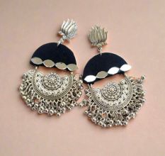 Black Heavy Oxidized Jhumka Earrings