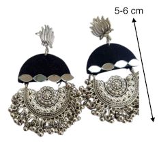 Black Heavy Oxidized Jhumka Earrings
