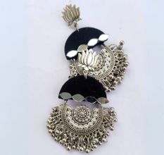 Black Heavy Oxidized Jhumka Earrings