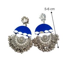 Blue Heavy Oxidized Jhumka Earrings