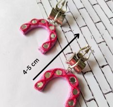 Trishul Damru Pink Thread Earrings