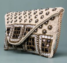 Gilded Mosaic Beaded Clutch with Luxe Chain Strap