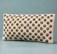 Gilded Mosaic Beaded Clutch with Luxe Chain Strap