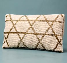 Geometric Grace Hand-Beaded Clutch with Elegant Chain Strap