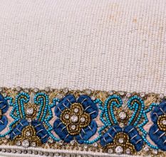 Imperial Bloom Hand-Beaded Clutch with Chain Strap