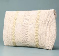 Royal Ivory Bloom Hand-Beaded Clutch with Embellished Flap and Chain Strap
