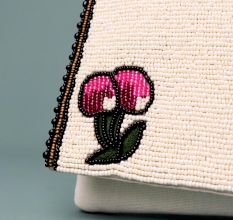 Blush Bloom Minimalist Beaded Clutch with Chain Strap