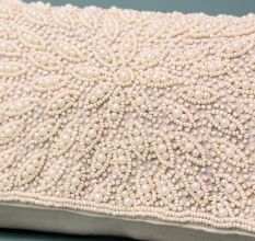 Ivory Radiance Hand-Beaded Clutch with Chain Strap