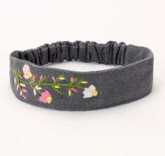 Hand Embroidered Floral Headband