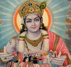 Print Of Lord Krishna With Original Wooden Frame