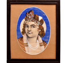 Paper Painting Of Lord Baby Krishna Ji With Wooden Frame