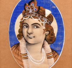 Paper Painting Of Lord Baby Krishna Ji With Wooden Frame