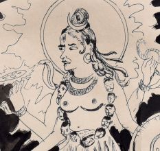 Charcoal Painting Of Kali From Bengali Art
