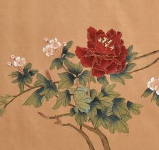 Natural Painting Scene Of Flowers And Birds With Art Work
