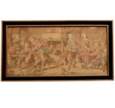Fine European Art With Tapestry Work Playing Music And People enjoying