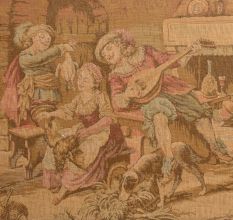 Fine European Art With Tapestry Work Playing Music And People enjoying