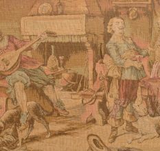 Fine European Art With Tapestry Work Playing Music And People enjoying