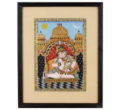 Divine Lord Krishna Reclining Tanjore Painting on Hardboard