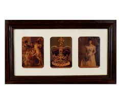 Framed Vintage Postcards of Napoleon British Crown and Queen Mary