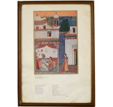 Samyoga Sringara Rajasthani Bundi School Krishna and Radha Framed Paper Print with Poem by Vidyapati