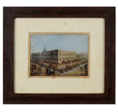 Framed Colonial Era Architectural Street Scene Historical Paper Print