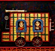 Frontier Mail Oil and Acrylic Mix Medium Board Painting