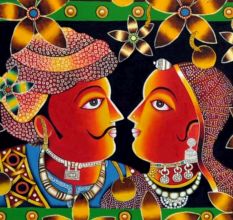 Love Affair Acrylic on Canvas Traditional Couple Painting