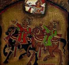 Hunting Phad Painting Raw Colour on Cloth Traditional Rajasthani Folk Art