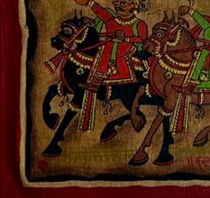 Hunting Phad Painting Raw Colour on Cloth Traditional Rajasthani Folk Art