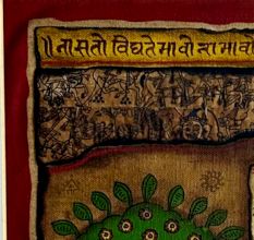Pair Phad Painting Raw Colour on Cloth Traditional Rajasthani Art