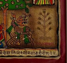 Pair Phad Painting Raw Colour on Cloth Traditional Rajasthani Art