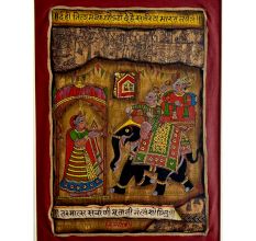 Wedding Procession Phad Painting Raw Colour on Cloth Traditional Rajasthani Art