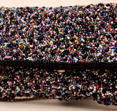 Handmade Multicolor Beaded Clutch Bag with Chain Strap – Statement Party Sling
