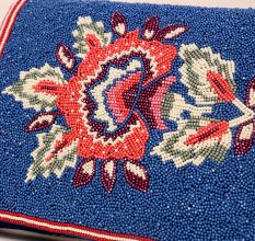 Blue Beaded Dragon Embroidered Sling Bag – Statement Clutch with Chain