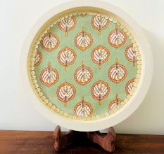 Designer Green Cemented Plate for Home Decor