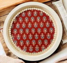 Red Cemented Plate for Home Decor