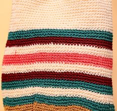 Handmade Crochet Tote Bag – Multicolor Striped Boho Shoulder Bag