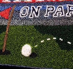 Handmade Beaded Sling Clutch – Golf Theme