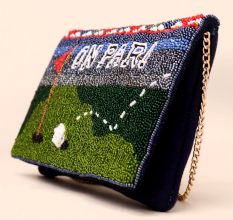 Handmade Beaded Sling Clutch – Golf Theme