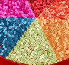 Rainbow Mosaic Hand-Sequined Sling Clutch in Red Base