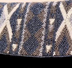 Midnight Mirage Beaded Sling Clutch with Gold Chain Strap