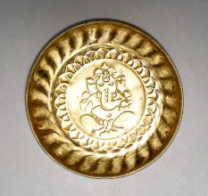 Vintage Small Holy Plate with Ganesh Gaving